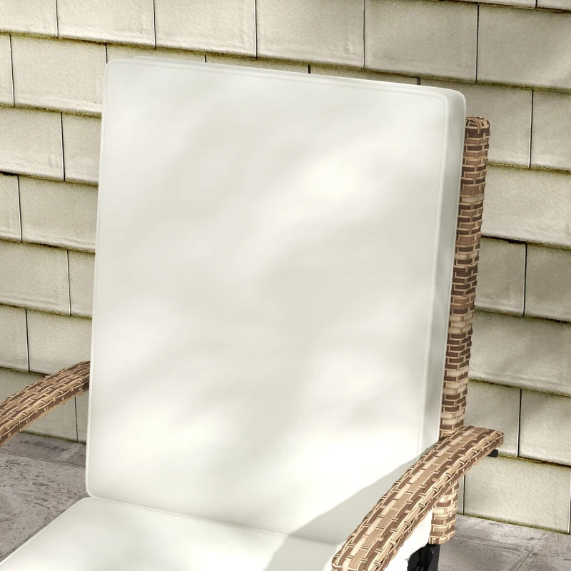 Outsunny 80° Reclining Rattan Lounger - White/Brown