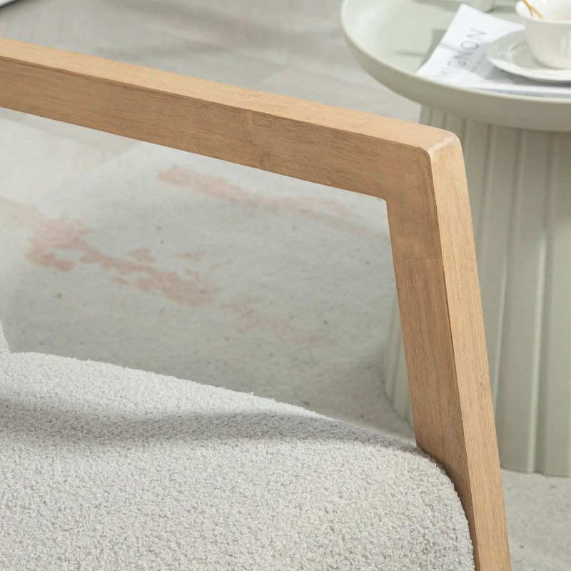 HOMCOM Fauteuil à bascule fauteuil allaitement rocking chair en tissu effet laine bouclée avec pieds en bois massif d'hévéa