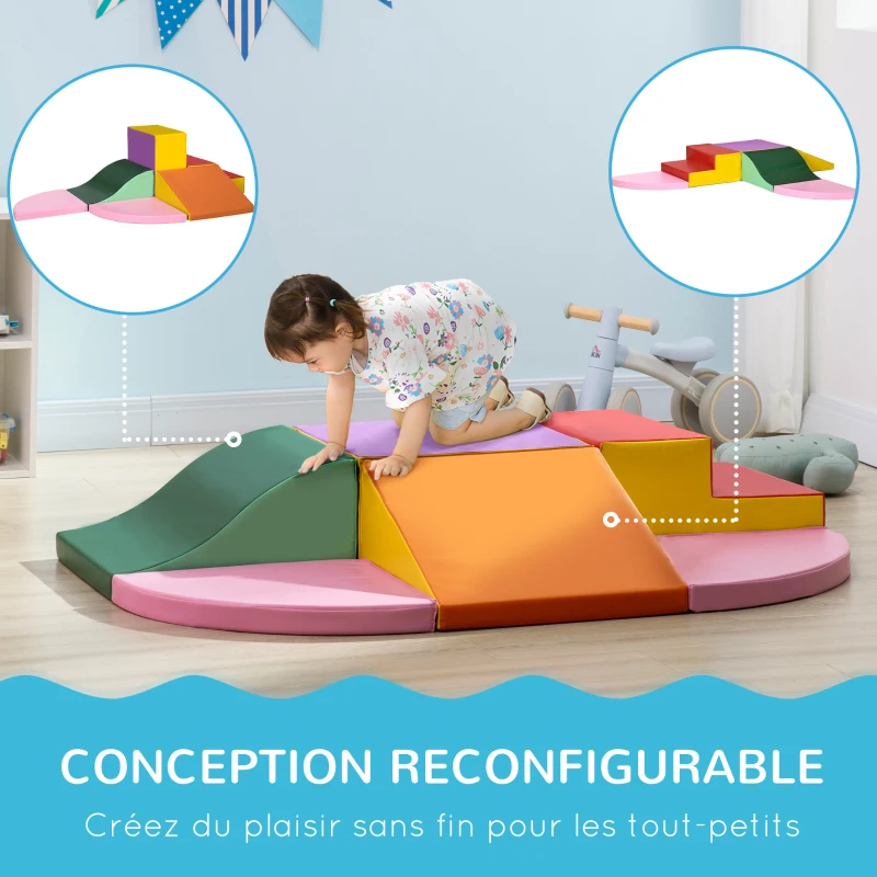 HOMCOM 6 blocs de construction en mousse XXL pour enfants - normes EN71-1-2-3 - mousse EPE Revêtement synthétique