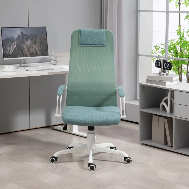 HOMCOM Chaise bureau fauteuil de bureau fonction à bascule hauteur d'assise réglable charge 120 kg 58 x 61 x 115-125 cm vert