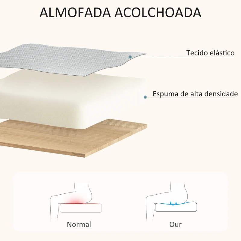 HOMCOM Cadeira de Escritório com Apoio para os Braços de Madeira e Altura Ajustável Cadeira Giratória 59x55x84-94 cm Cinza