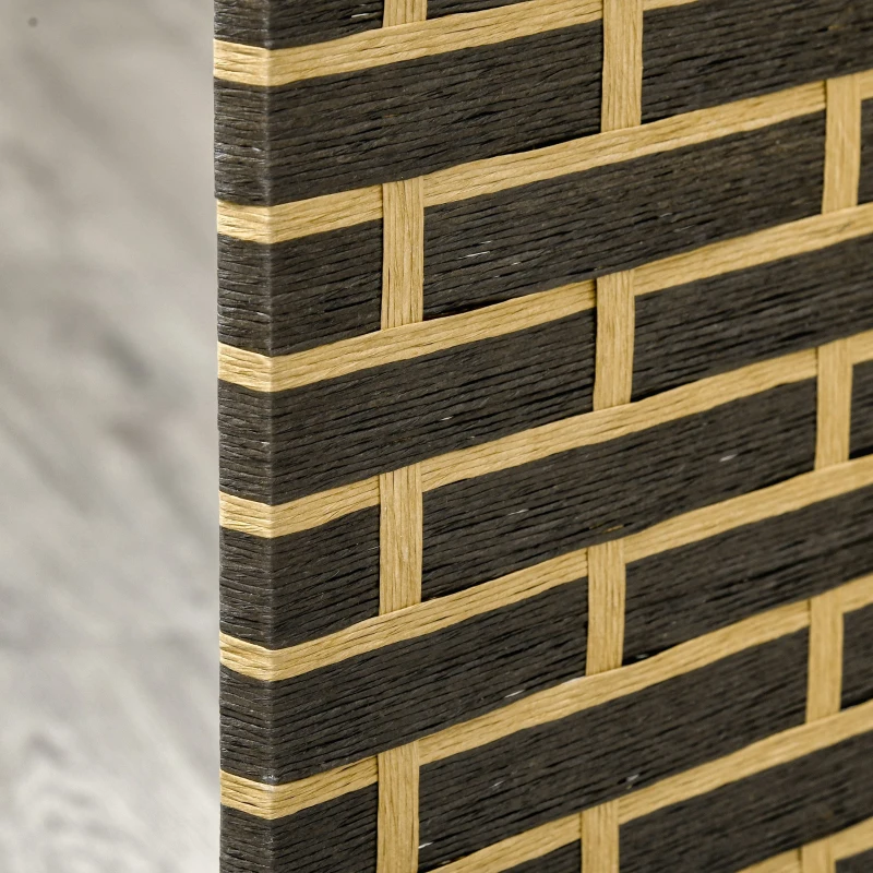 HOMCOM Innenraum-Paravent mit 4 faltbaren Paneelen 180L x 180H cm Raumteiler aus Pappelholz Geflochtene Papierfasern Schokoladenstroh