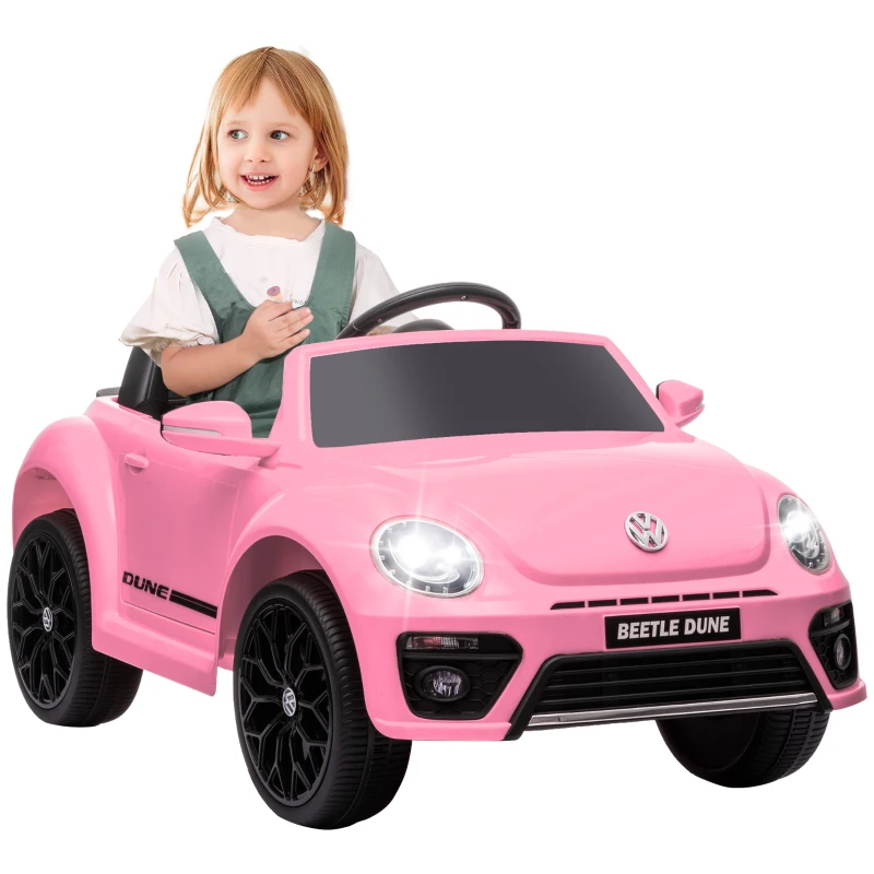 AIYAPLAY Véhicule électrique pour enfants, VW Coccinelle, 3-5 km/h, avec télécommande & musique, Rose(m-6)