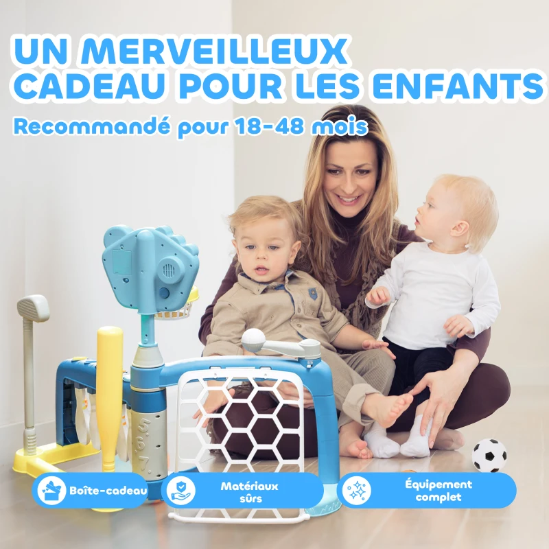 AIYAPLAY Ensemble de jeux sportives 5 en 1 pour enfants multi-activités avec football, basket-ball, golf, baseball, bowling