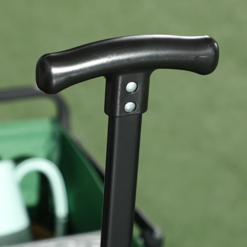 Outsunny Faltbarer Rollwagen Transportwagen mit Rädern Belastung 40 kg verstellbarer Griff 83 x 50 x 99 cm Dunkelgrün