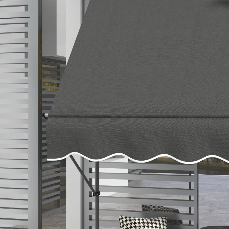 Outsunny Freistehende manuelle ausfahrbare Markise 1,5L x 1,2B x 2,1-3H m einstellbare Neigung Metall Alu Polyester Dunkelgrau