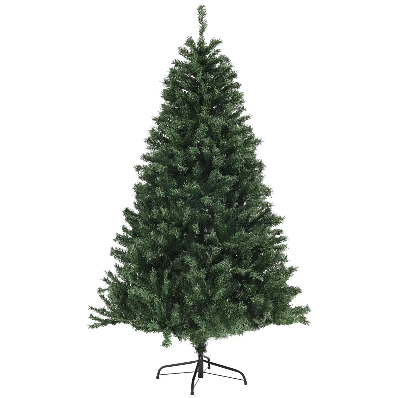 HOMCOM Sapin de Noël Artificiel Arbre de Noël 180 cm avec 1 000 branches, ouverture automatique, base en acier, vert