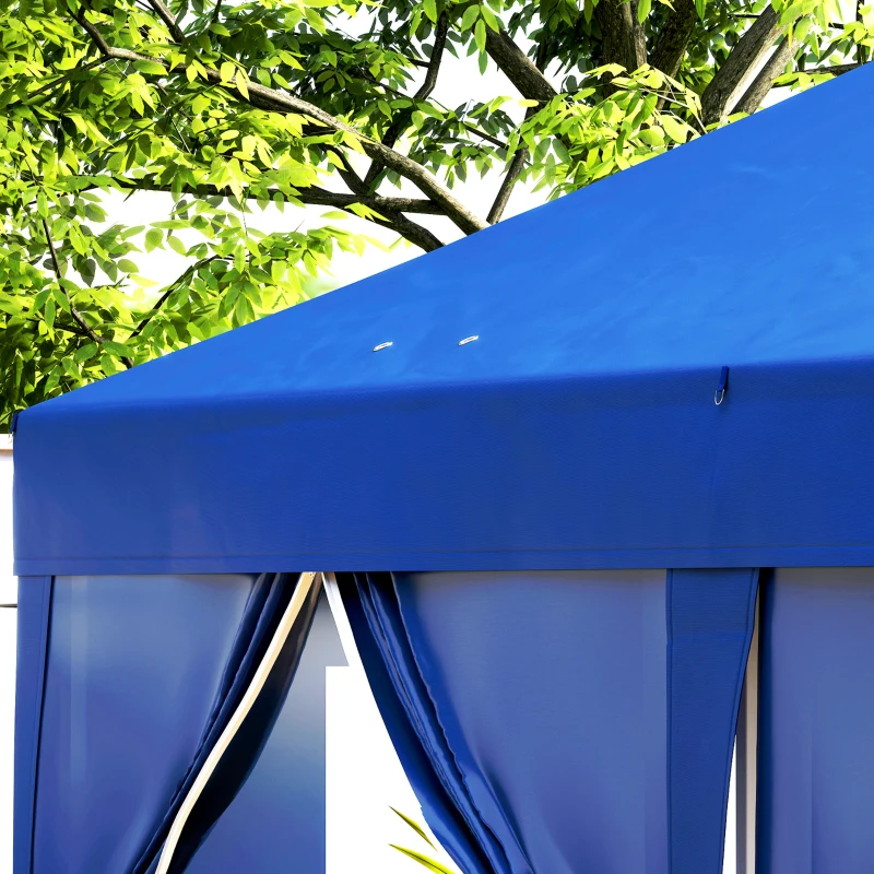 Outsunny Gartenpavillon Outdoor faltbare 3 x 6 m mit 6 Seitenwänden, inklusive Transporttasche, Blau