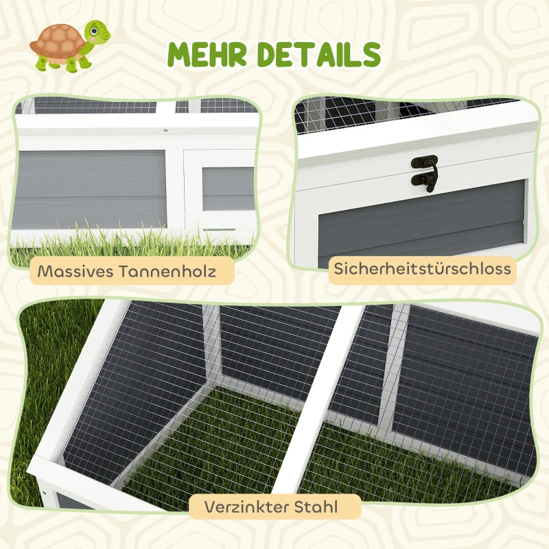 PawHut Boîte à Tortues, Enclos Extérieur pour Tortues, Conception sans Fond, Facile à Ouvrir, Maison pour Tortues, Gris clair