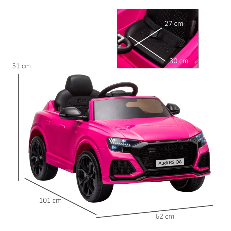 HOMCOM Elektroauto für Kinder mit Audi RS Q8 Lizenz, elektrisches Fahrzeug mit Fernbedienung, MP3, USB, Bluetooth, rosa