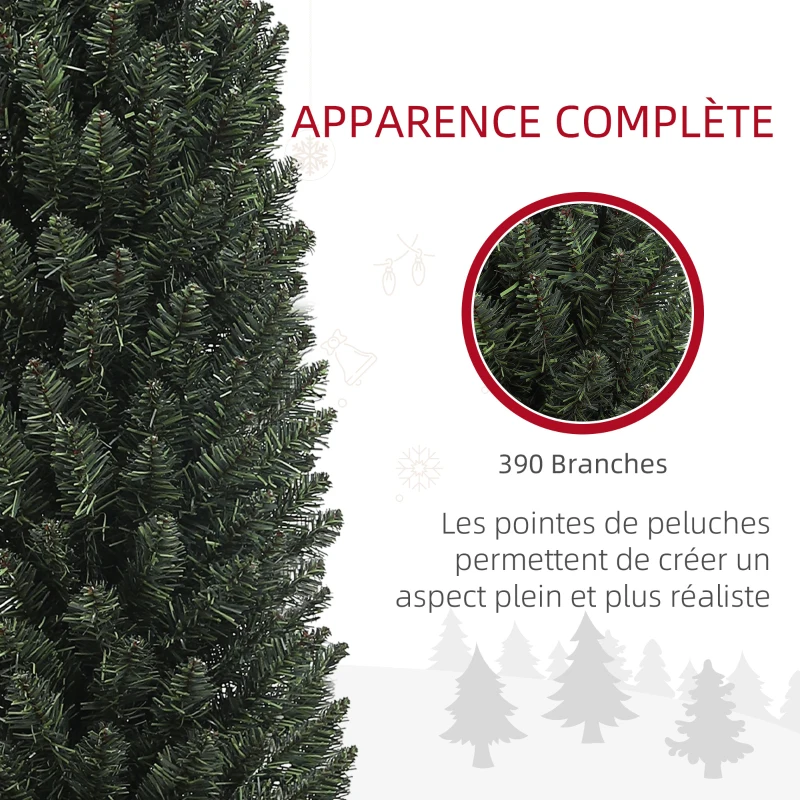 HOMCOM Sapin de Noël artificiel, arbre de Noël, base en acier, 390 branches épines, décoration de Noël, Ø 55 x 195H cm, vert