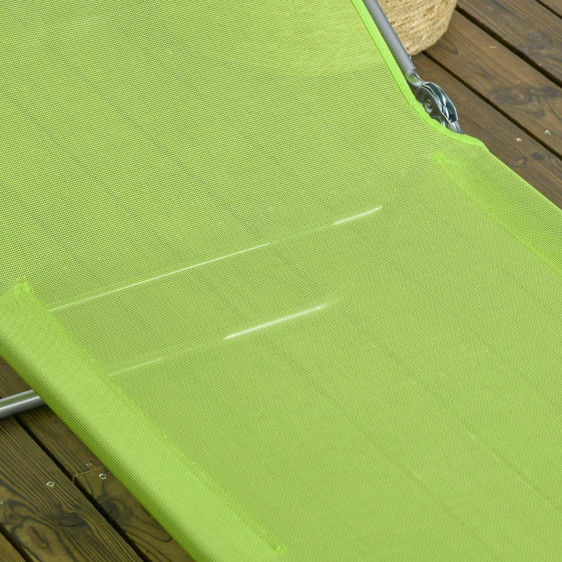 Outsunny Set of Two Steel Frame Sun Loungers, with Reclining Backs - Green