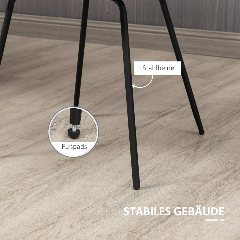 HOMCOM 2er-Set Esszimmerstühle im Retro-Design, Samtoptik, 50 cm x 61 cm x 79 cm, Dunkelgrau