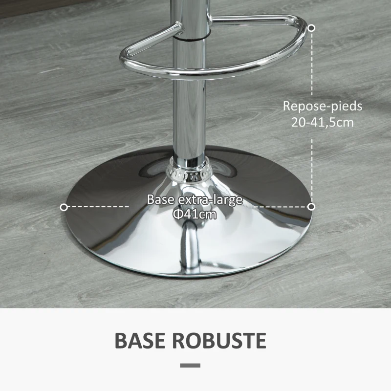 HOMCOM Lot de 2 tabourets de bar chaise haute cuisine avec dossier et repose-pieds, hauteur réglable, 38x42x82-104cm, blanc