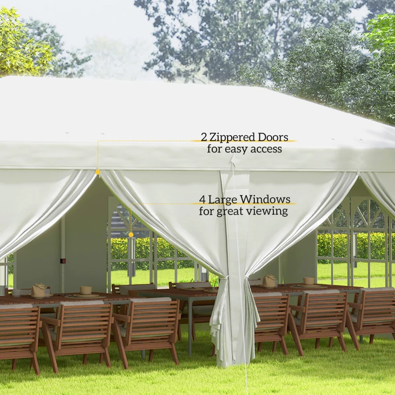 Outsunny 3 x 6 m Pop Up Gazebo with Sides and Windows, Height Adjustable Party Tent with Storage Bag for Garden, Camping, Event, White(m-7)