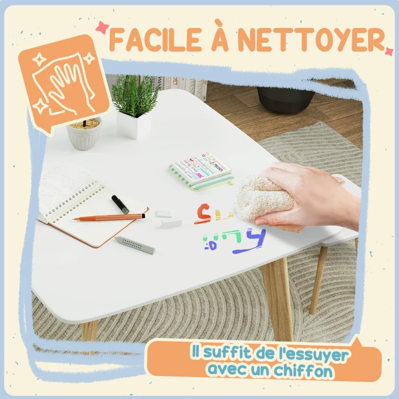 AIYAPLAY Ensemble 1 table et 2 chaises pour enfants, meuble polyvalent pour chambre, salle de jeux, 3-8 ans