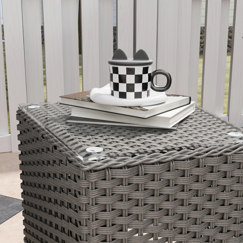 Outsunny Three-Piece Super Padded Rattan Set - Light Grey