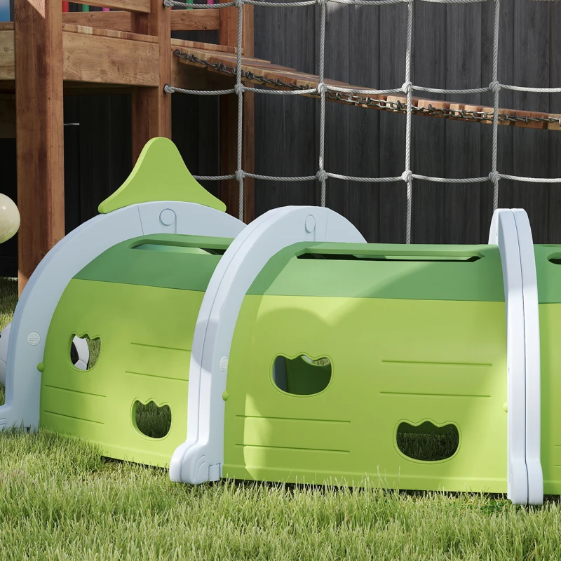 AIYAPLAY Tunnel enfant en forme de crocodile, modulable, tunnel de jeu pour enfants, enfants de 3 à 6 ans ramper et grimper, vert(m-8)