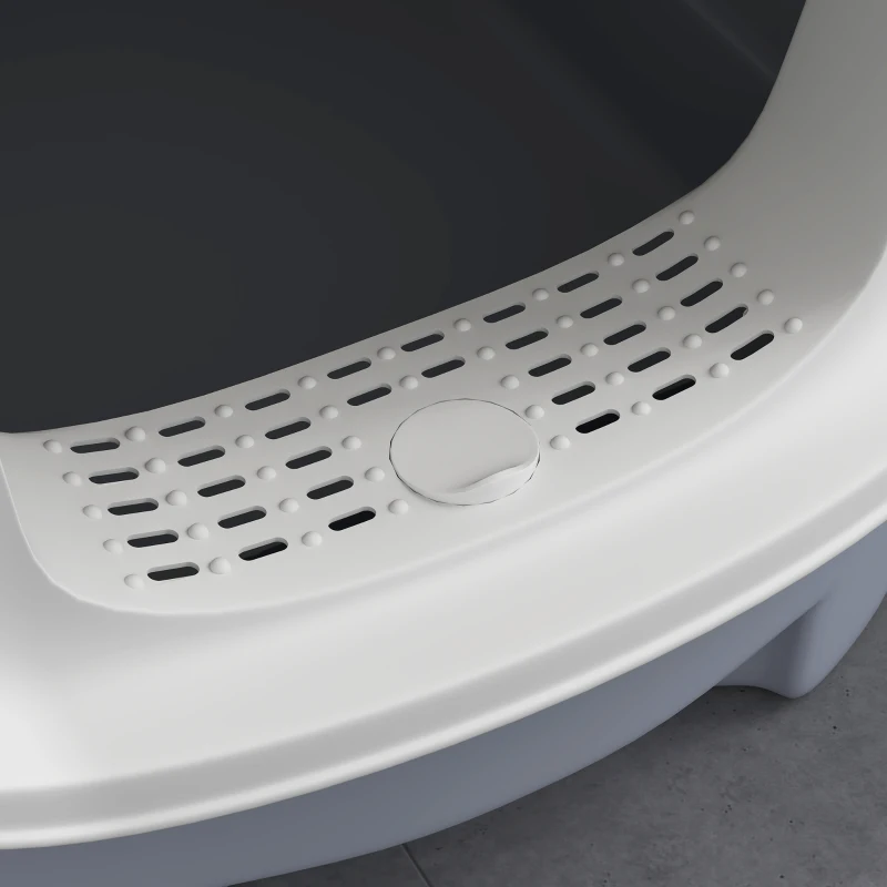 PawHut Maison de toilette pour chat bac à litière fermé chat avec porte translucide pelle incluse 40,5 x 52,5 x 42,5 cm gris