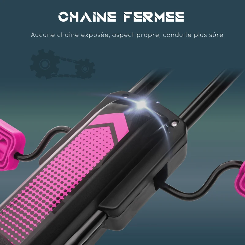 HOMCOM Kart à pédales pour enfant siège réglable 3 positions frein à main enfant de 5 à 12 ans rose noir