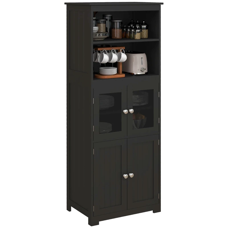 HOMCOM Küchenschrank Buffet Küchenvitrine Aufbewahrungsmöbel multi-rangements 60B x 30T x 162H cm Schwarz