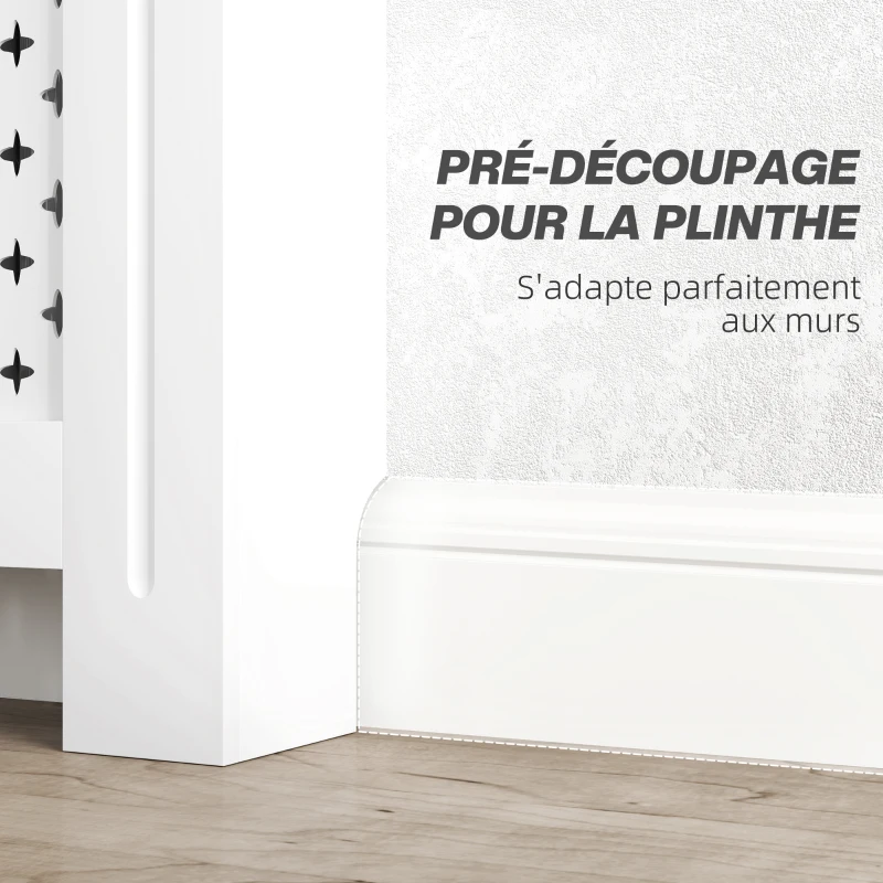 HOMCOM Couvercle de radiateur cache radiateur grille croisée pour salon chambre à coucher en bois 78l x 19P x 82H cm blanc