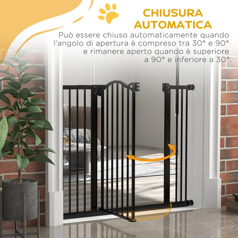 PawHut Cancelletto per Cani Estensibile con 4 Viti Regolabili, in Metallo e Plastica, 74-100x78 cm, Nero