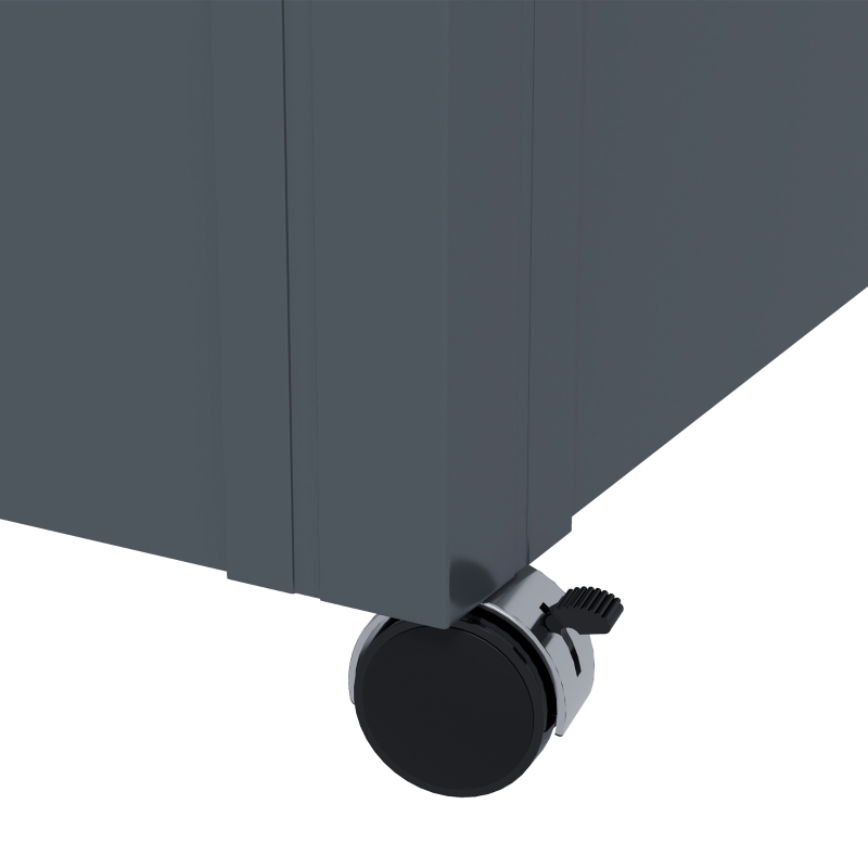 Outsunny Coffre de rangement extérieur 311L, avec vérin à gaz, roulettes et poignée, en acier galvanisé, 120x62x66 cm, gris