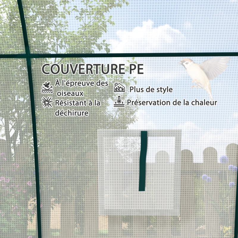 Outsunny Serre de jardin 1,8 x 1,8 x 2 m avec portes enroulables et grandes fenêtres, serre tunnel de jardin, blanc