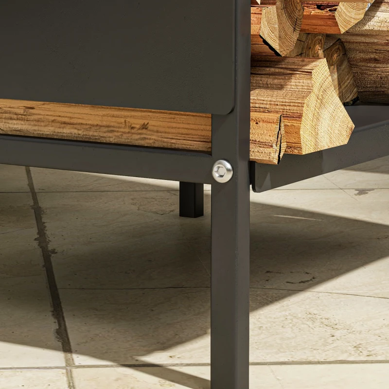 Outsunny Range bûche interieur porte bûche de cheminée support de bois de chauffage pour intérieur extérieur 44x28x65 cm noir