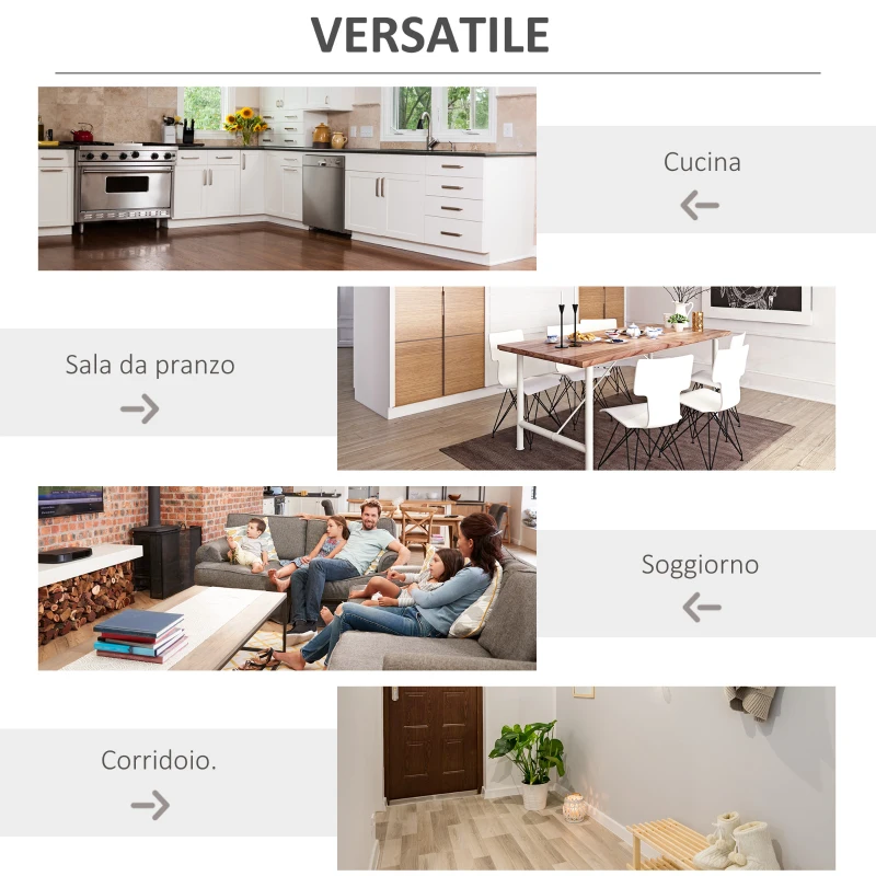 HOMCOM Mobiletto Portabottiglie Vini con Porta Calici e Armadietto, Capacità 20 Bottiglie, 80x36x85 cm, Bianco