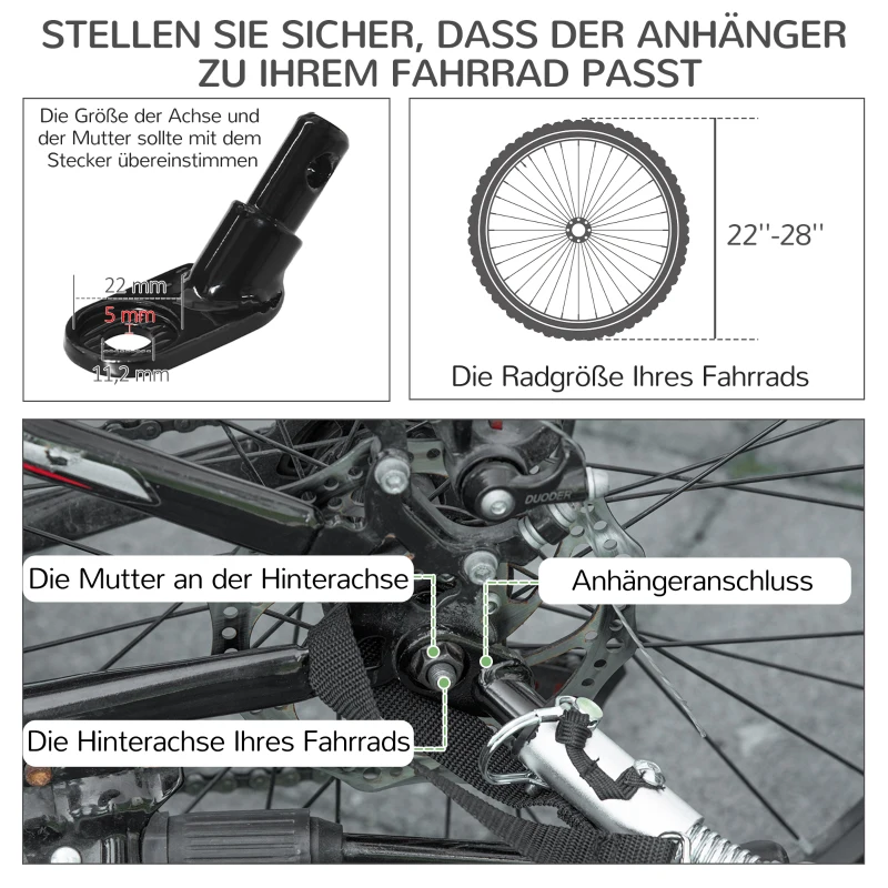 PawHut Hundeanhänger Fahrradanhänger Tieranhänger, 1 Wimpel, für Hunde bis zu 10 kg, Grün + Schwarz(m-8)