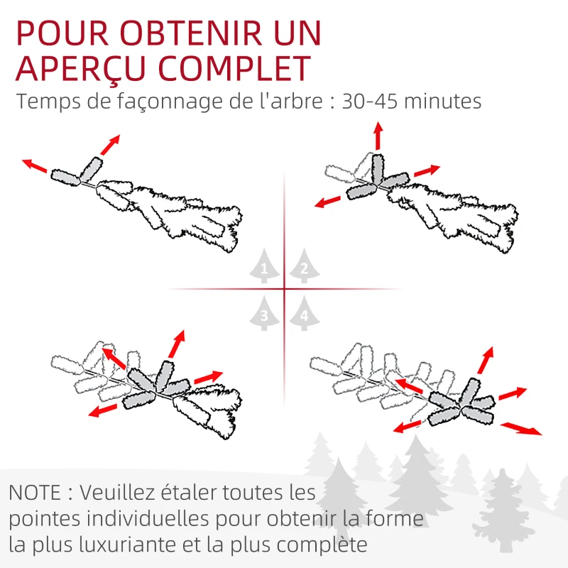 HOMCOM Sapin de Noël Artificiel 180 cm lumineux LED 793 Branches enneigées grand réalisme support en acier pliable Vert
