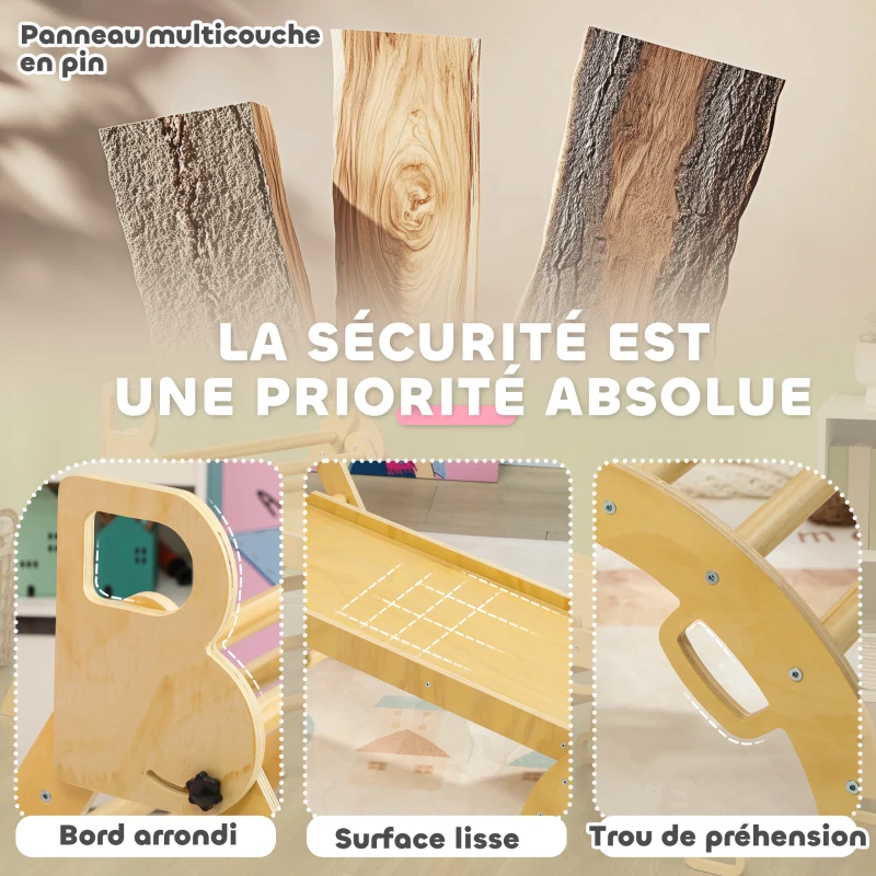 AIYAPLAY 5 en 1 Triangle arche d'escalade enfants avec triangle d'escalade, rampe d'escalade réversible, bascule