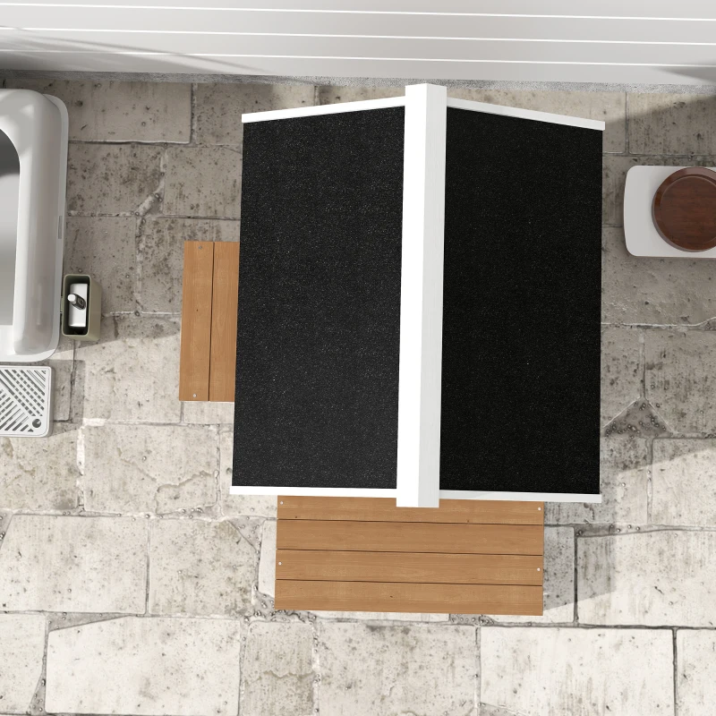 PawHut Maison pour chats extérieure avec toit résistant aux intempéries, fenêtre, balcon, fond amovible, 2 étages, pour 1-2 chats, Marron