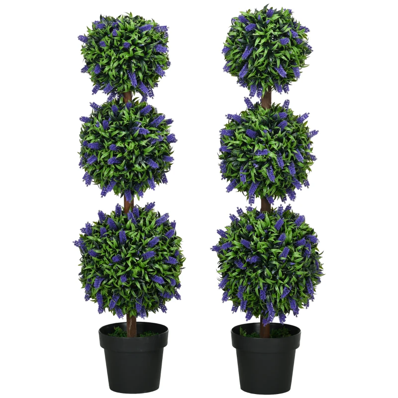 HOMCOM Ensemble de 2 Plantes Artificielles, Plante Artificielle résistante aux UV en Pot de Fleurs, 110 cm Plante d'intérieur pour Salon, Jardin