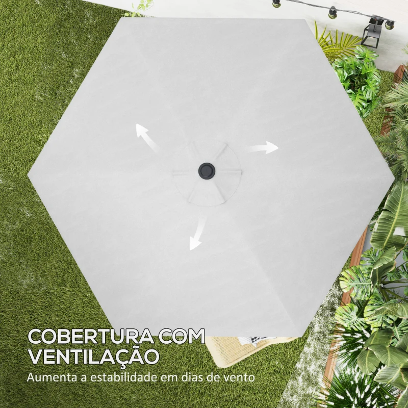 Outsunny Toldo de Substituição para Chapéu de Sol de 3m com Ventilação Superior Proteção UV 30+ para Exteriores Creme