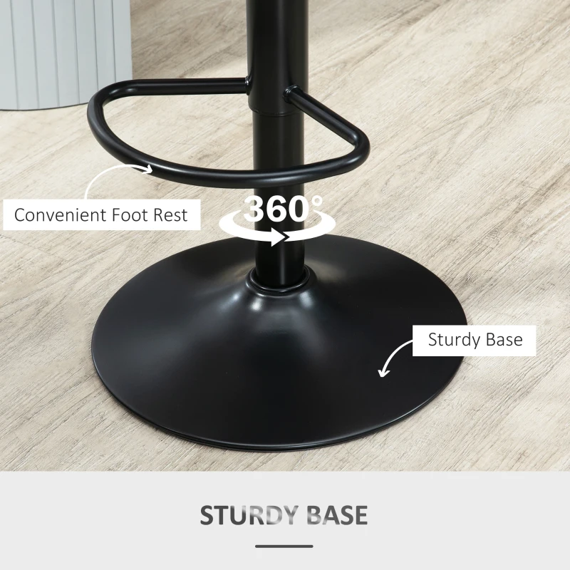 HOMCOM Bar Stools Set of 2, PU Leather Swivel Barstools with Backrest and Footrest for Kitchen, Counter, Breakfast Bar, Grey