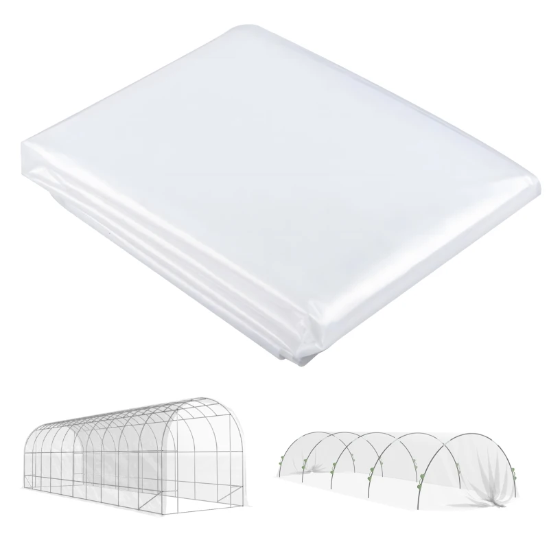 Outsunny Bâche de serre en plastique, bâche de protection pour plantes, résistante aux UV, imperméable, 8 x 10 m