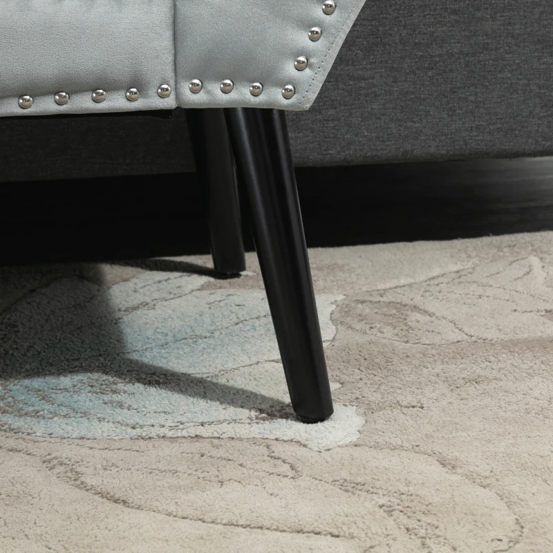 HOMCOM Polsterbank Sitzbank Klavierbank Pianobank mit Samtoptik Bettbank für Schlafzimmer Wohnzimmer, Flur, Gummiholz Hellgrau 114 x 46 x 56 cm