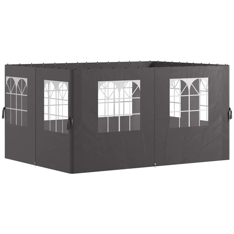 Outsunny Pavillon-Seitenwände, 4 Seitenwand-Paneele für Gartenpavillon, mit Reißverschluss, 3 x 4 m Pavillon, Dunkelgrau(m-10)