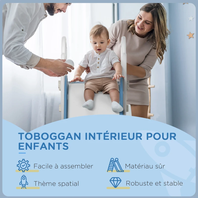 AIYAPLAY Toboggan pour enfants toboggan intérieur pour enfant, de 18 à 36 mois, jusqu'à 30 kg, 157L x 46,5l x 80H cm, bleu