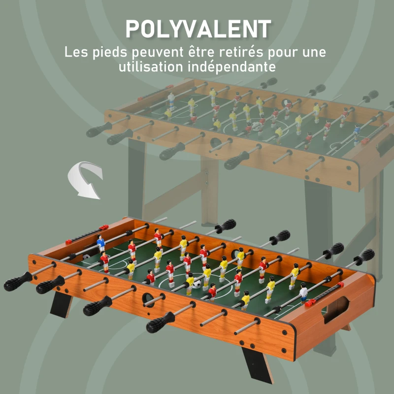 HOMCOM Mini babyfoot, table de baby-foot, en MDF, 22 joueurs, 2 balles, 2 panneaux de scores, 84,5L x 40l x 61,2H cm