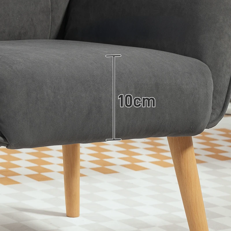 HOMCOM Fauteuil rembourré, fauteuil de salon avec capitonnage, revêtement en velours doux, jusqu'à 120 kg, Gris