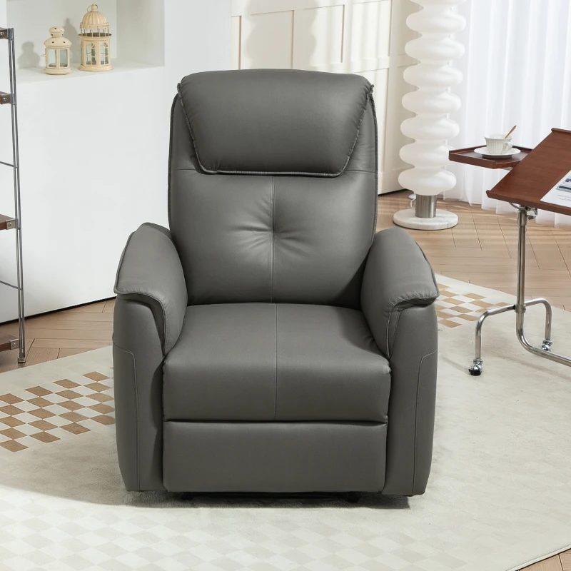 HOMCOM Fauteuil inclinable avec siège à ressorts ensachés et repose-pieds réglable, poches latérales, pour salon, chambre à coucher, Gris clair