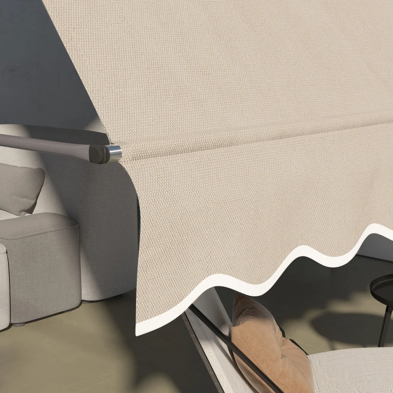Outsunny Toldo Manual Retrátil com Manivela 350x120x210-300 cm com Altura Ajustável Impermeável para Jardim Varanda Areia