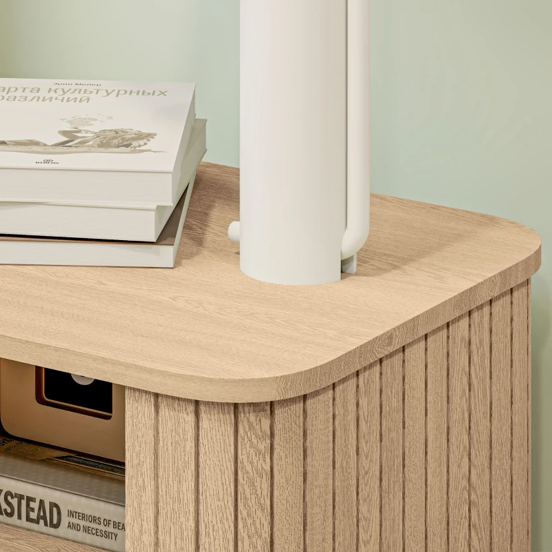 HOMCOM Nachttisch, Beistelltisch, skandinavischer Stil mit 2 Schiebetüren und Stahlbeinen 48 x 40 x 48 cm, Holzoptik