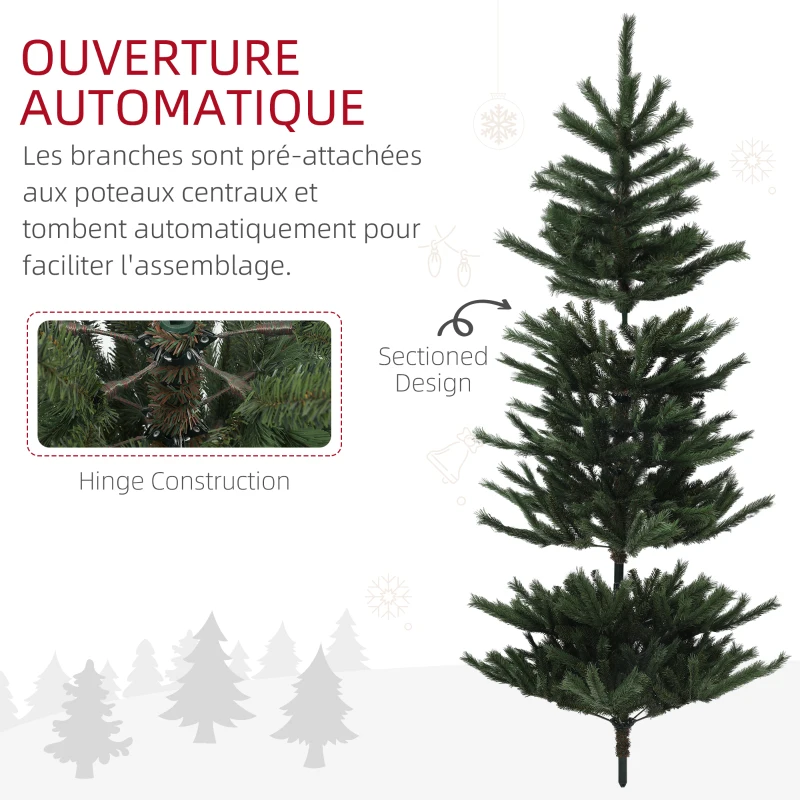 HOMCOM Sapin de Noël artificiel 180 cm Arbre de Noël avec support en acier pliable, 467 Branches, décoration de Noël, Vert