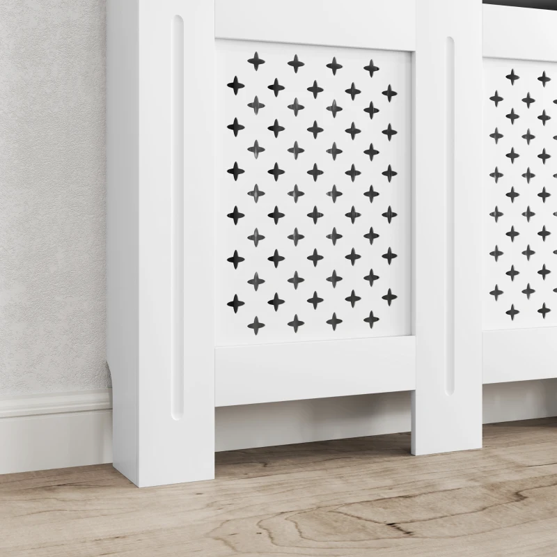 HOMCOM Couvercle de radiateur cache radiateur grille croisée pour salon chambre à coucher en bois 112l x 19P x 81,5H cm blanc