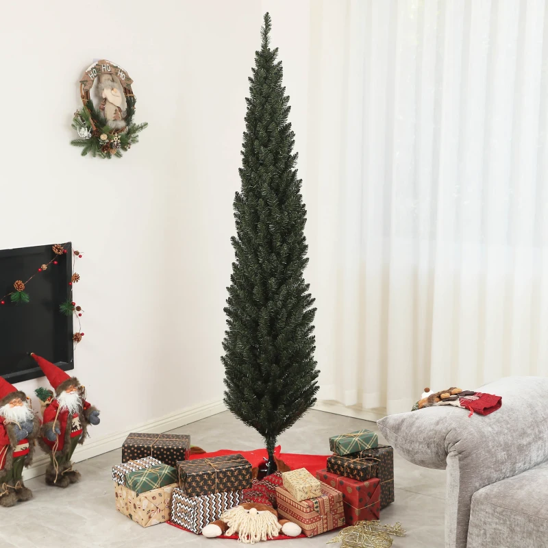 HOMCOM Sapin de Noël artificiel, arbre de Noël, base en acier, 390 branches épines, décoration de Noël, Ø 55 x 195H cm, vert